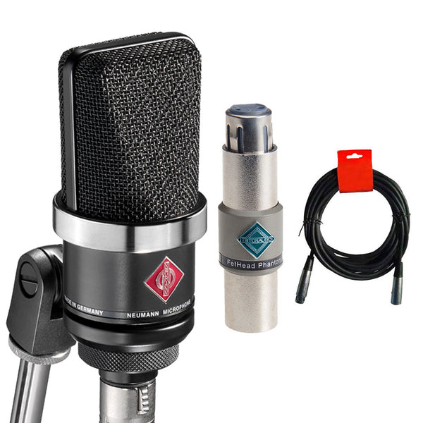 Neumann TLM 102 BK Large-Diaphragm Cardioid Condenser Microphone (Black) Bundle with Triton Audio FetHead Phantom In-Line Microphone Preamp and XLR Cable
