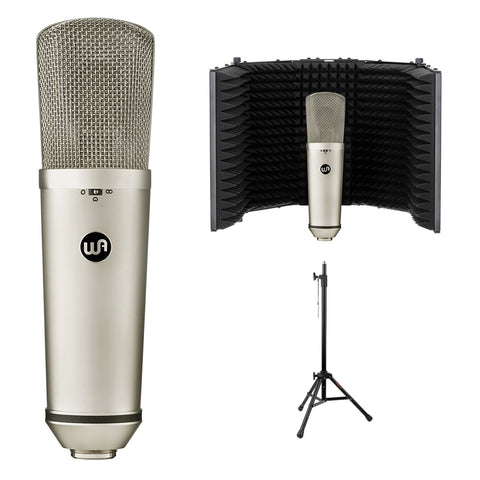 Warm Audio WA-87 R2 Multi-Pattern Condenser Microphone (Nickle) Bundle with Metal Reflection Filter and Filter Tripod Mic Stand