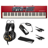 Nord Electro 6D 73-Note Stage Piano Semi-Weighted Waterfall Keyboard with AKG K 240 Pro Headphones, Sustain Pedal, Dust Cover & 2x MIDI Cable Bundle