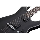 Schecter Damien Platinum 6 Solidbody Electric Guitar - Satin Black Bundle with Ultimate Support Pro Guitar Stand, Guitar Strap and Classic Guitar Pick (10-Pack)