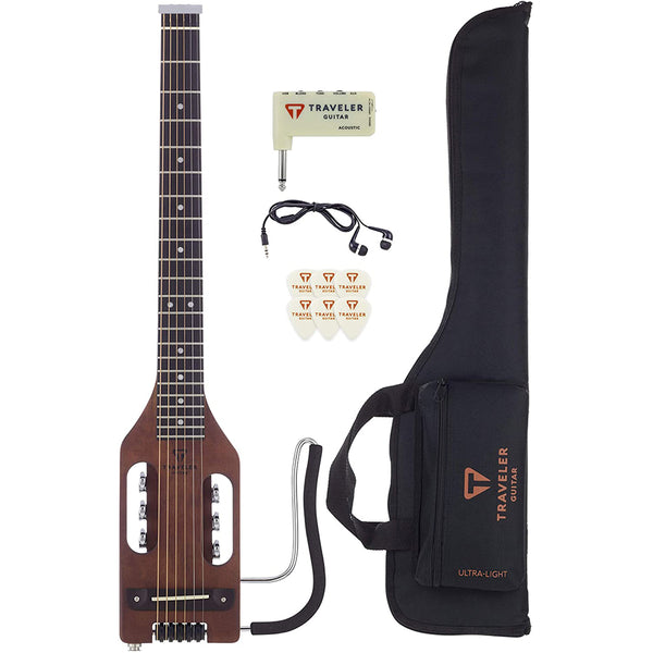 Traveler Guitar, 6-String Acoustic-Electric Guitar, Right, Antique Brown, Guitar Kit (ULA ABNS SK)
