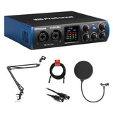 PreSonus Studio 24c 2x2 USB Type-C Audio/MIDI Interface with Kellopy Pop Filter, Mic Boom Scissor Arm Stand, 6ft MIDI Cable & XLR Cable Bundle