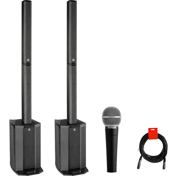 HK AUDIO POLAR 12 Two-Way 12" 2000W Powered Column Array Audio Speaker System with Bluetooth (2-Pack) Bundle with Superlux TM58 Dynamic Vocal Microphone and XLR-XLR Cable