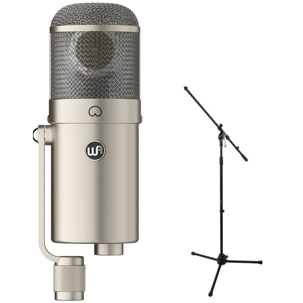 Warm Audio WA-47F Large-Diaphragm Cardioid FET Condenser Microphone Bundle with Auray MS-5230F Tripod Mic Stand with Fixed Boom