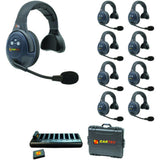Eartec EVADE EVX9S Light-Industrial Full-Duplex Wireless Intercom System with 9 Single-Ear Headsets (2.4 GHz)