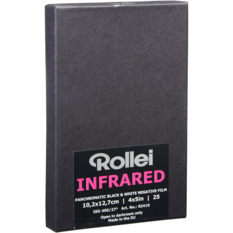 Rollei Infrared 400 Black and White Negative Film (4 x 5", 25 Sheets)