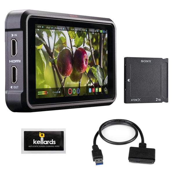 Atomos Ninja V 5" 4K HDMI Recording Monitor with Sony AtomX SSD mini (2TB) & Screen Cleaning Wipes (5-Pack) Bundle