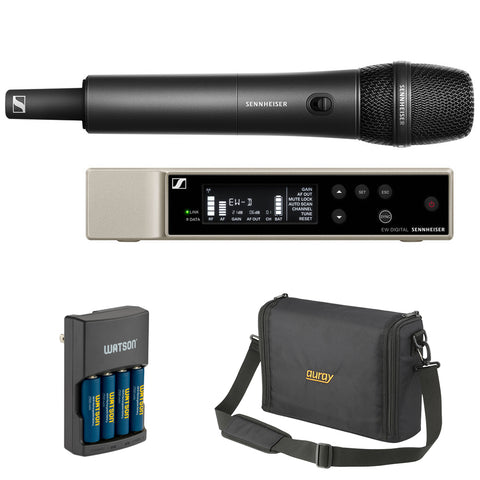 Sennheiser EW-D 835-S SET  Wireless Mic System with MMD 835 Capsule (R1-6: 520 to 576 MHz) Bundle with Auray WSB-1S Carrying Bag and Watson Rapid Charger