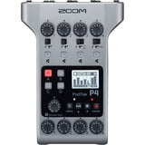 Zoom PodTrak P4 Portable Multitrack Podcast Recorder Bundle with Shure SM7B Vocal Microphone & Mic Stand