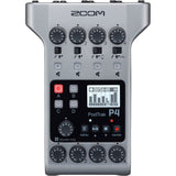 Zoom PodTrak P4 Portable Multitrack Podcast Recorder Bundle with 2x Zoom ZDM-1 Podcast Pack