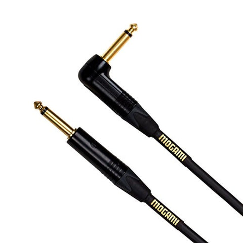 Mogami Gold Instrument Straight 1/4" Male to Right-Angle 1/4" Male Instrument Cable (10')