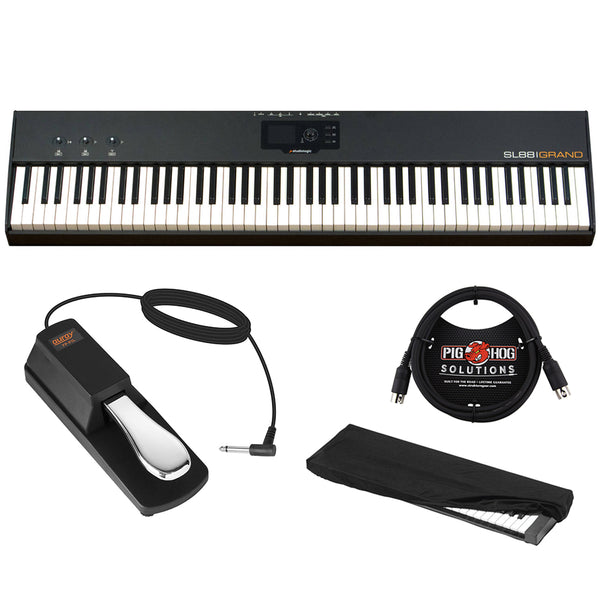 StudioLogic SL88 Grand 88 Key MIDI Controller with FP-P1L Sustain Pedal, Keyboard Dust Cover (Large) & 6ft MIDI Cable Bundle