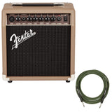 Fender Acoustasonic 15 Guitar Amplifier (2313700000) Bundle with Fender 13ft Straight/Straight Joe Strummer Instrument Cable (Drab Green)