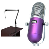 Heil Sound PR 77D Large-Diaphragm Dynamic Microphone (Purple) with BAI-2X Two-Section Broadcast Arm with Internal Springs and Integrated XLR Cable