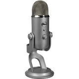 Blue Yeti USB Microphone (Silver) with BAI-2U Two-Section Broadcast Arm plus Internal Springs & USB Cable Bundle