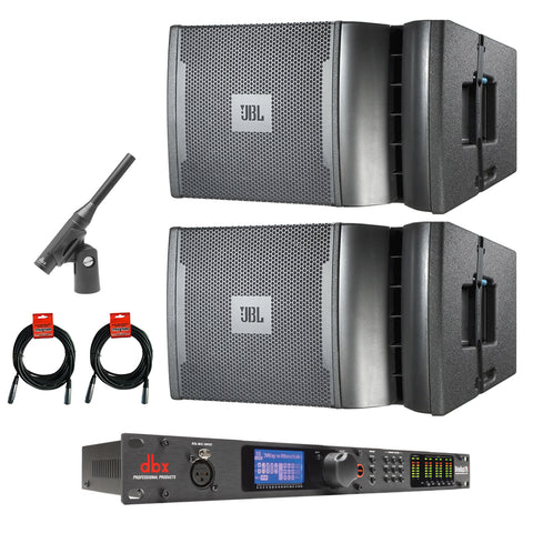 JBL VRX932LAP 12" 2-Way Line Array Loudspeaker System (Pair) with dbx DriveRack PA2 Loudspeaker System, dbx RTA-M Reference Mic & 2x XLR Cable Bundle