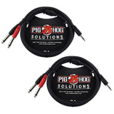 Pig Hog PB-S3410 3.5 mm Stereo to Dual 1/4" Mono (Male) Stereo Breakout Cable, 10 Feet (2-Pack)