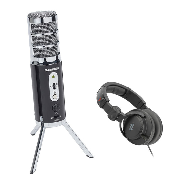 Samson Satellite USB Broadcast Microphone with Polsen HPC-A30-MK2 Monitor Headphones Bundle