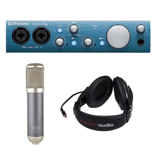 PreSonus AudioBox iTwo USB 2.0 & iPad Recording Interface with MXL 880 Large-Diaphragm Vocal Condenser Microphone and R100 Stereo Headphones