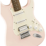 Squier by Fender Bullet StratocasterHard Tail HSS (Laurel Fingerboard, Shell Pink) Bundle with Fender 10ft Cable (Straight/Straight), Fender Guitar 12-Pack Picks, and Fender 2" Guitar Straps