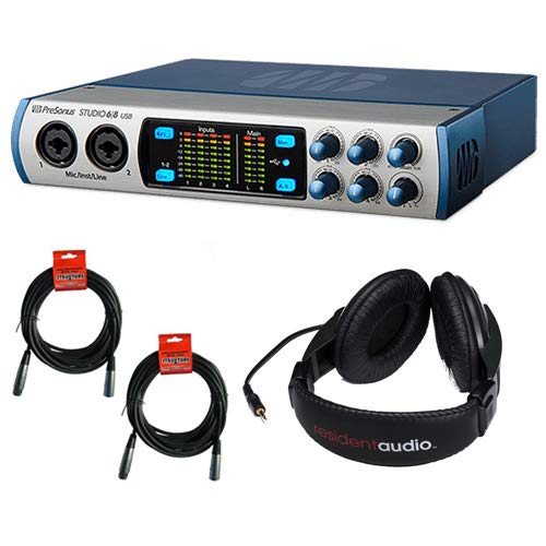 PreSonus Studio 68 -6x6 192 kHz, USB 2.0 Audio/MIDI Interface with R100 Stereo Headphones and (2) 20' XLR Cable