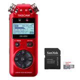 Tascam DR-05X RED Stereo Handheld Digital Recorder and USB Audio Interface with 16GB MicroSD Memory Card Bundle