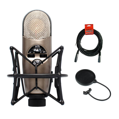 CAD M179 Variable-Pattern Condenser Microphone with 20' XLR-XLR Cable & Pop Filter Bundle