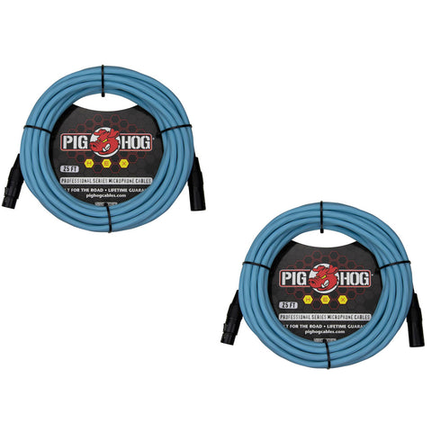 Pig Hog PHMH25DB Hex Series Microphone Cable (XLR), 20-Feet, Daphne Blue - (Pair)