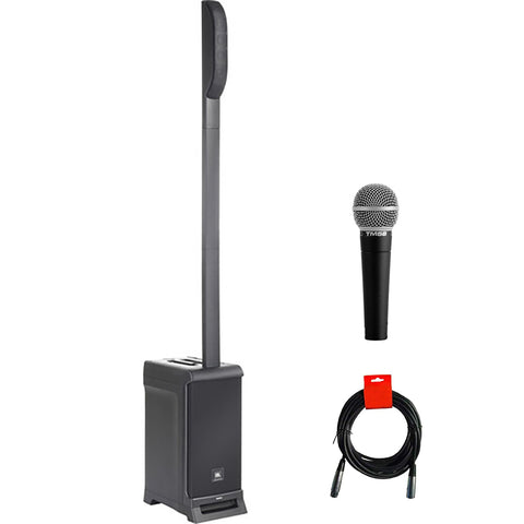 JBL IRX ONE 1300W Powered Column Array PA System with Mixer and Bluetooth Streaming Bundle with Polsen M-85 Handheld Microphone and XLR Cable