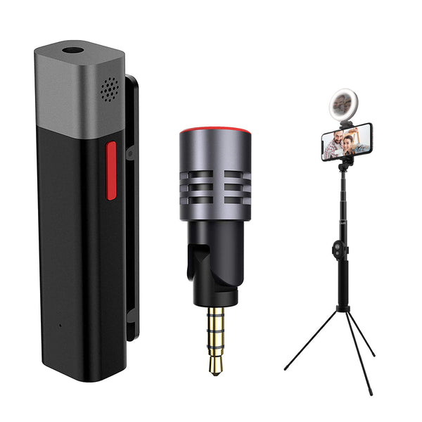 SabineTek SmartMike+ S610 Wireless Bluetooth Lapel Microphone with Kellards Ring Light Selfie Stick Bundle