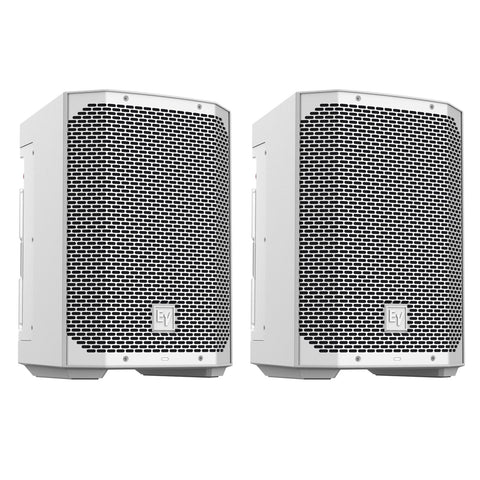 Electro-Voice EVERSE 8 Weatherized Battery-Powered Loudspeaker with Bluetooth Audio and Control (White) Pair Bundle