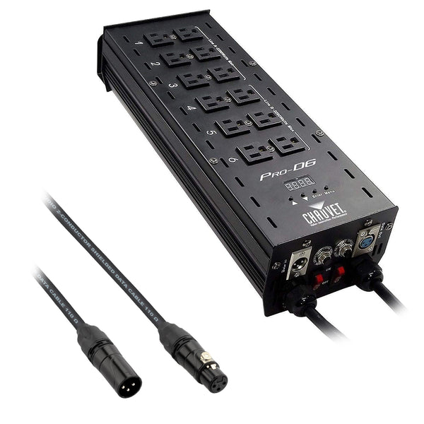 CHAUVET DJ Pro D6 Dimmer Pack Bundle with Kopul DMX33P-025-S 25' 3-Pin DMX Cable