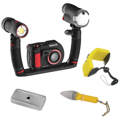 SeaLife DC2000 Pro Duo Set with Floating Wrist Strap, Nano Spotter & Silica Gel Metal Case Bundle