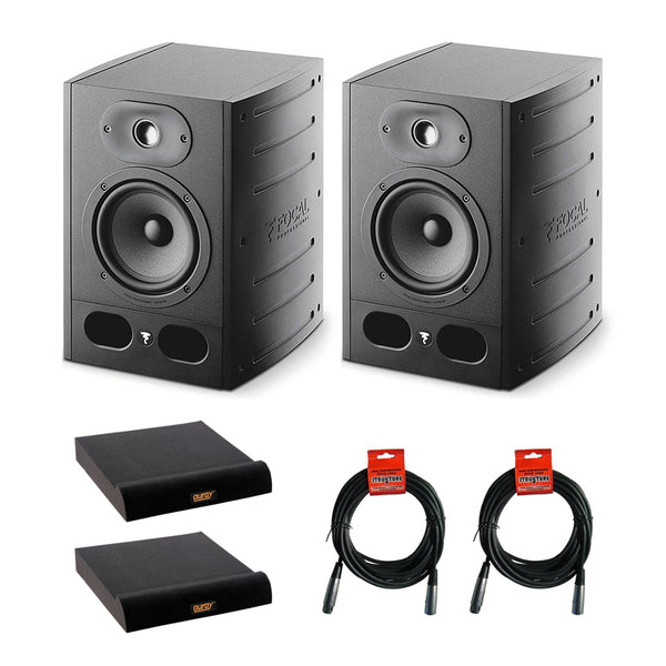 Focal Alpha 65 Active 2-Way 6.5" Professional Studio Monitoring Speaker (Pair) with 2x Large Isolation Pad & 2x XLR-XLR Cable Bundle