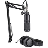 Zoom H6 All Black 6-Track / 6-Input Portable Recorder with Single Mic Capsule, Audio-Technica AT2020 Studio Microphone Bundle