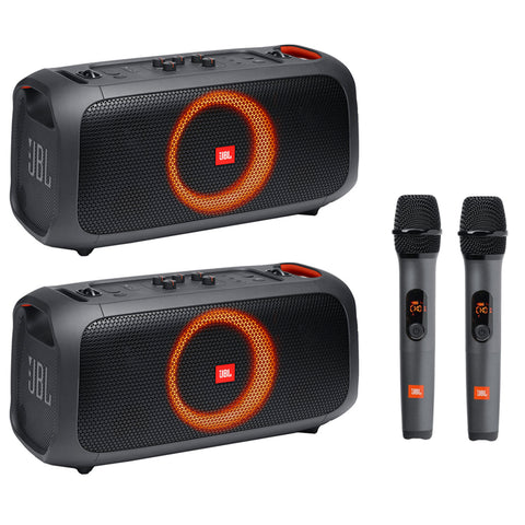 JBL PartyBox On-The-Go Portable Karaoke Party Bluetooth Speaker with Wireless Microphone (Pair)