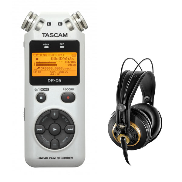 Tascam DR-05 Portable Handheld Digital Audio Recorder (Silver) with AKG K 240 Studio Pro Headphones Bundle