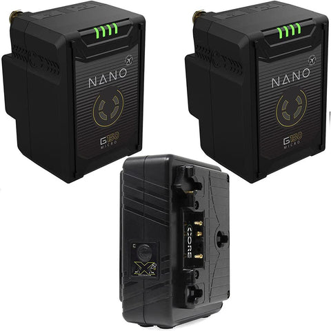 Core SWX NANO Micro 147Wh 2-Battery Kit with Dual Travel Charger (Gold Mount)