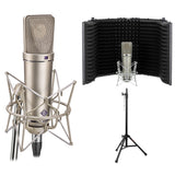 Neumann U 87 Ai Condenser Microphone (Studio Set, Nickel) with RF-5P-B Reflection Filter & Reflection Filter Mic Stand Bundle