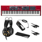 Nord 3 88-Key Full Weighted Hammer Action Digital Stage Keyboard with AKG K 240 Pro Headphones, Sustain Pedal, Dust Cover & 2x MIDI Cable Bundle