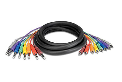 Hosa CPR-802 1/4 inch TS to RCA Unbalanced Snake, 6.6 feet