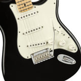 Fender Player Stratocaster Electric Guitar (Maple Fingerboard, Black) Bundle with Fender 10ft Instrument Cable (Straight/Straight), Fender Guitar 12-Pack Picks, and Fender 2" Guitar Straps