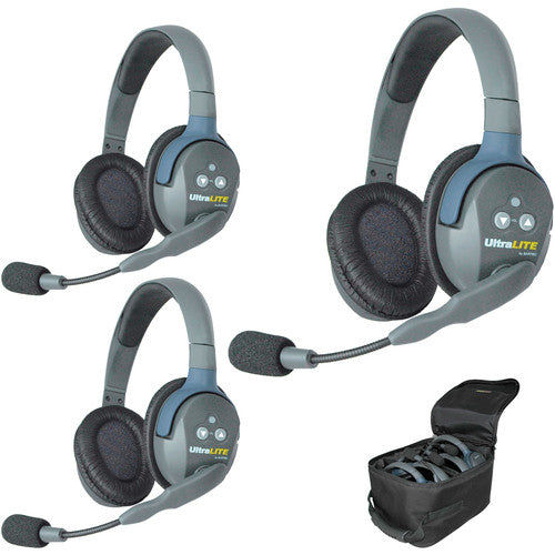 Eartec UltraLITE 3-Person Headset System with Batteries, Charger & Case (Dual-Eared)