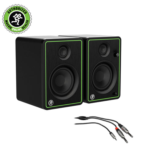 Mackie CR4-XBT 4" Bluetooth Studio Multimedia Monitors (Pair) with 3' Y & Insert Cable Bundle