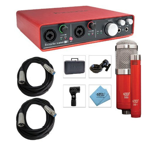 Focusrite Scarlett 6i6 USB Audio Interface with MXL 550/551R, XLR Cables Bundle