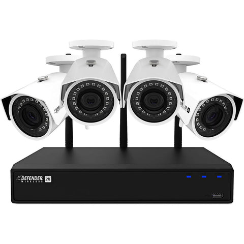 Defender 4-Channel 4MP NVR with 1TB HDD & 4 4MP Outdoor Night Vision Wi-Fi Bullet Cameras