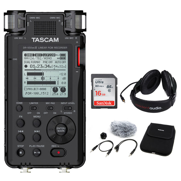 Tascam DR-100mkII - Portable 2-Channel Linear PCM Recorder Kit