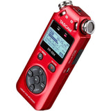 Tascam DR-05X Stereo Handheld Digital Audio Recorder (Red) Bundle with Studio Monitor Headphones, 16GB Memory Card & Tripod