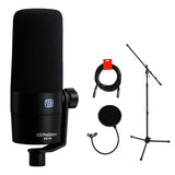 PreSonus PD-70 Dynamic Cardioid Broadcast Microphone Bundle with Tripod Mic Stand, Pop Filter & XLR Cable