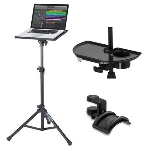 Samson LTS50 Laptop Stand with Microphone Stand Accessory Tray and Headphone Holder